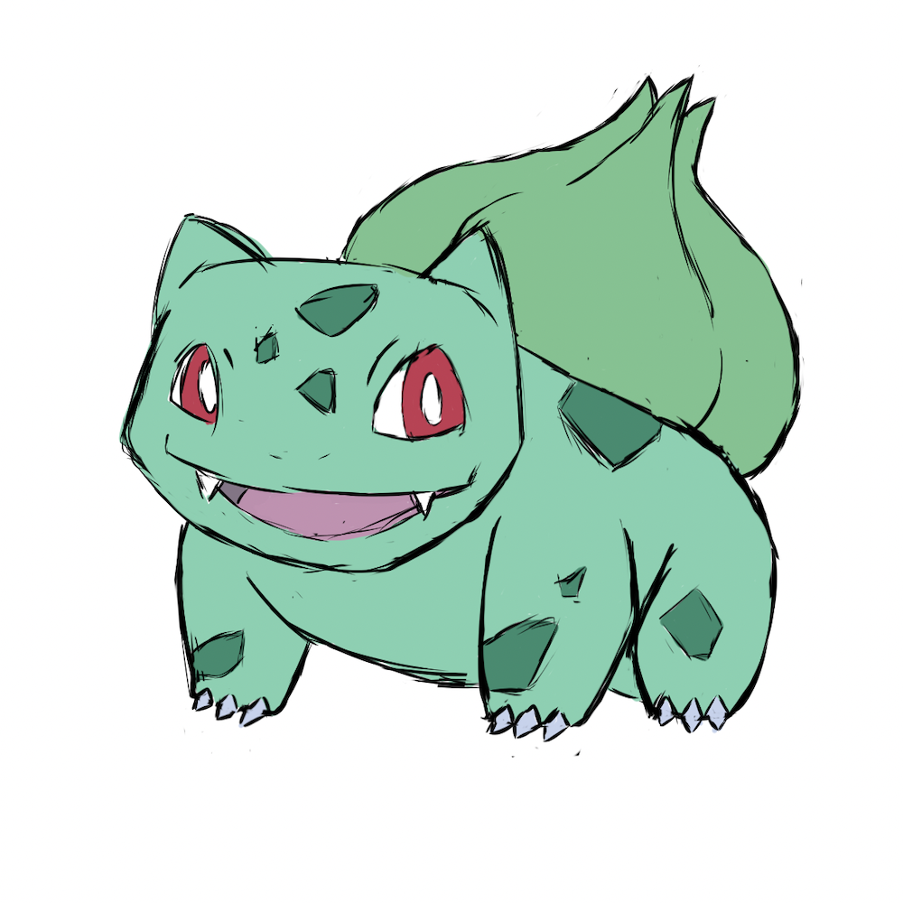 Digital sketch of Bulbasaur w/ colour