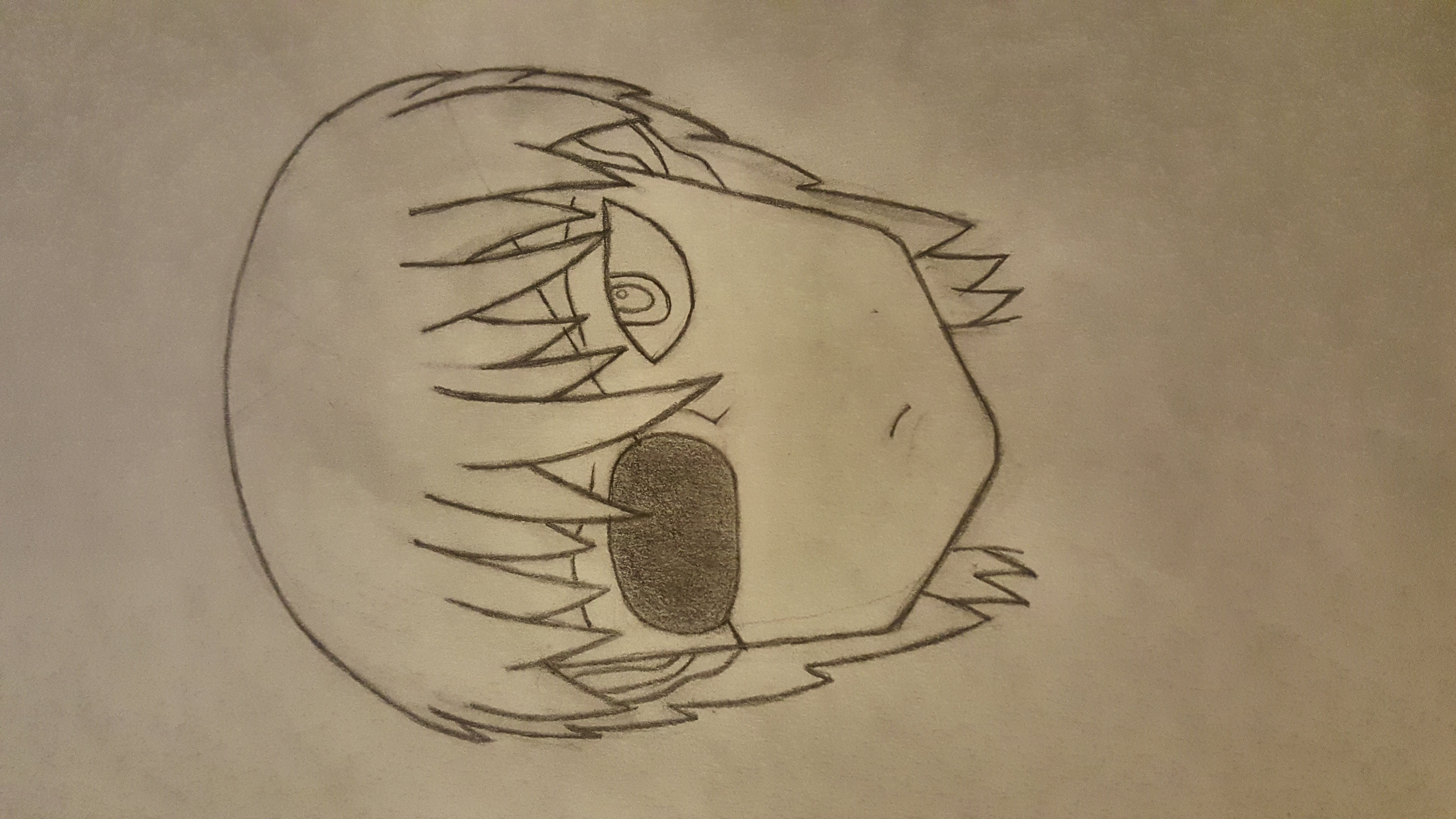 Pencil drawing of an old OC with an eyepatch