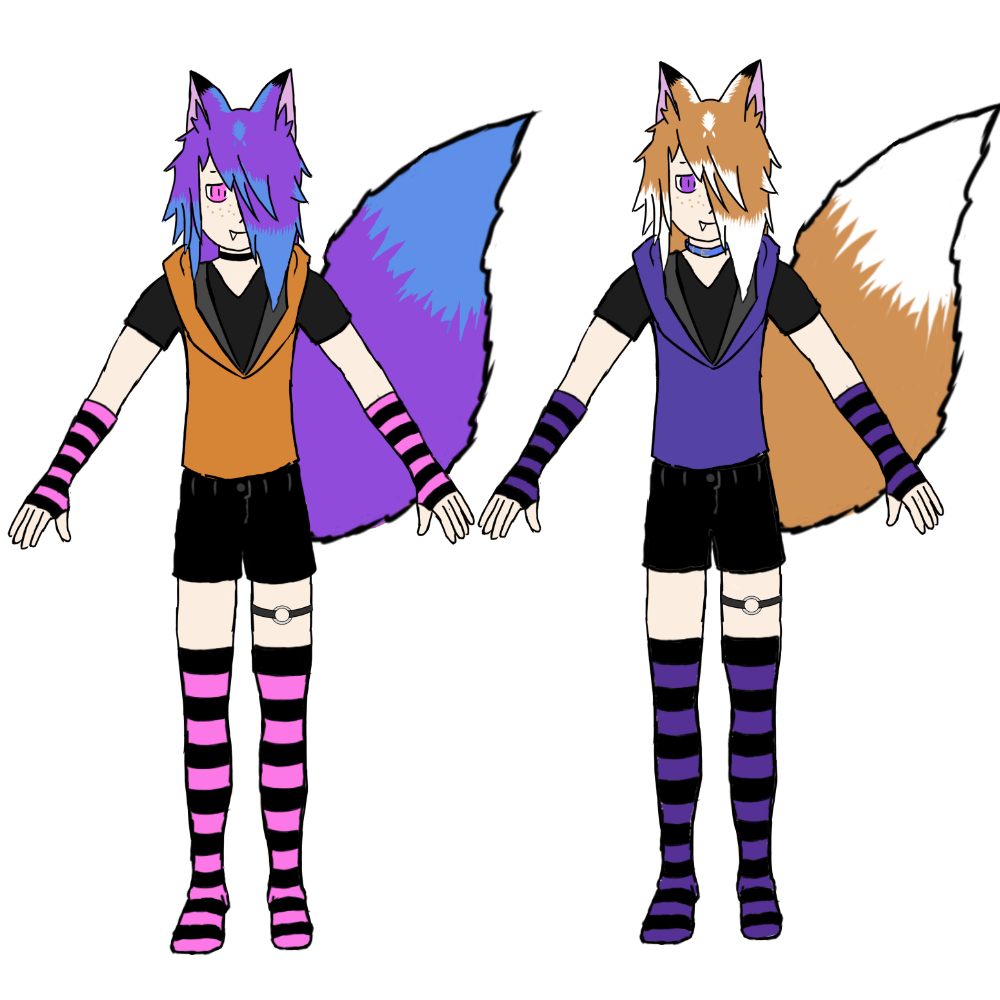 Digital drawings of 2 fox OC design ideas