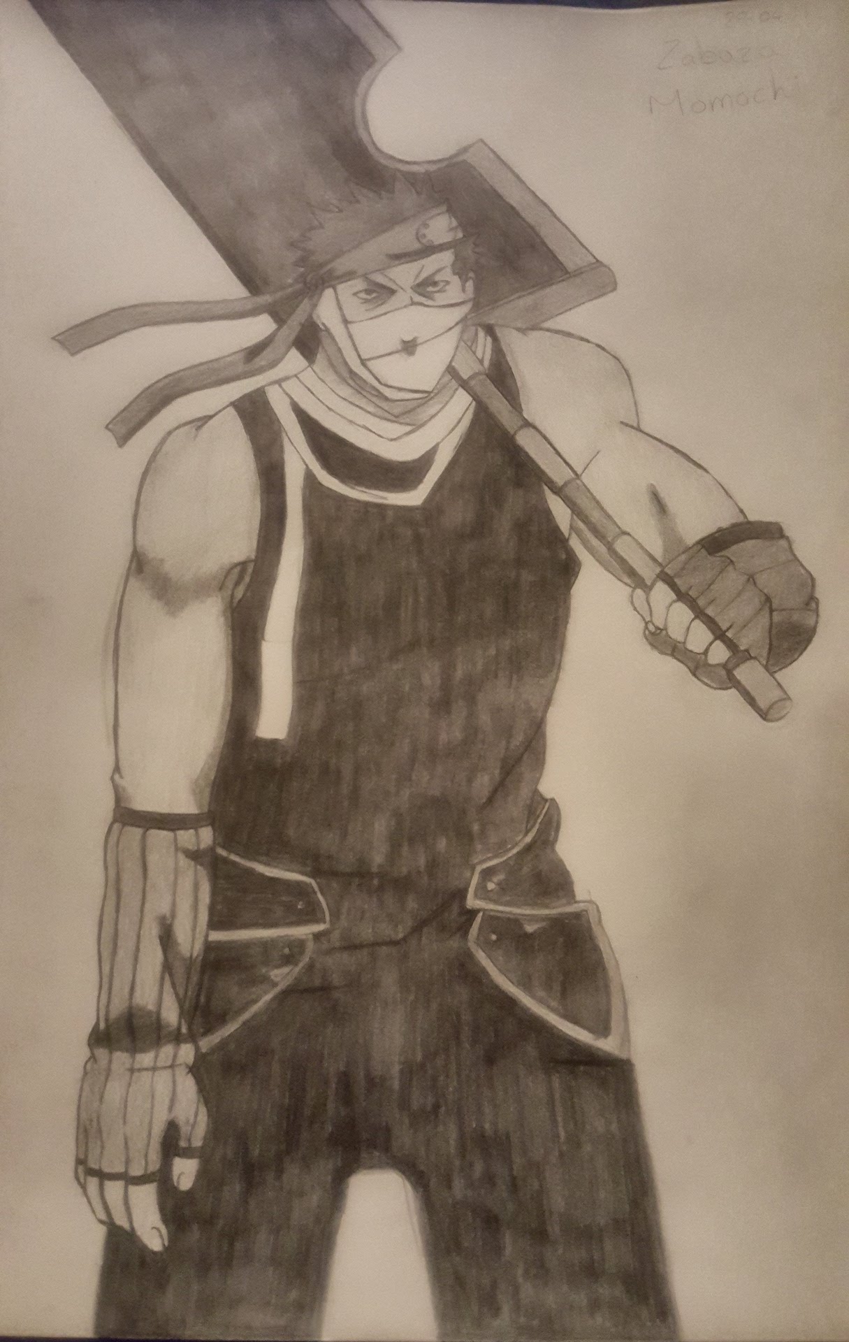 Pencil drawing of Zabuza from Naruto